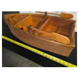 Handcrafted wooden rowboat/skiff