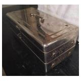 Rare antique Steel lock box w/ bell alarm