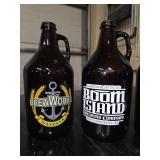 13 Half-gallon beer growlers from breweries around Minnesota