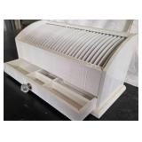 White wood mail sorter for a desk
