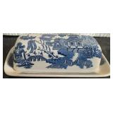 Churchill Blue Willow Ceramic butter dish