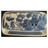 Churchill Blue Willow Ceramic butter dish