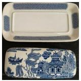 Churchill Blue Willow Ceramic butter dish