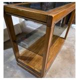 MCM Wicker with glass top side table