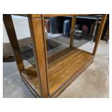 MCM Wicker with glass top side table