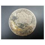 Obscured Date Morgan Silver Dollar