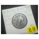 1916-D Silver Barber Quarter and "No Date" Standing Liberty Silver Quarter
