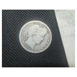 1916-D Silver Barber Quarter and "No Date" Standing Liberty Silver Quarter