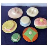 Group of 7 Vintage Cookie Jar Lids