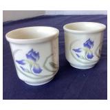English Porcelain Egg Cups and Paperweight