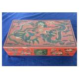 Antique Chinese Incised and Painted Pigskin Document Box
