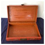 Antique Chinese Incised and Painted Pigskin Document Box