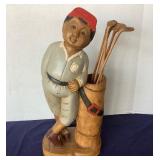 Wooden Golfer Figure
