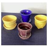 Group of 4 Small Vintage McCoy Flowerpots