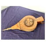 Antique English Carved Oak Fireplace Bellows