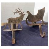 Cast Iron Reindeer and Wrought Iron Stocking Holders