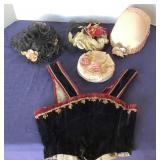 Group of 4 Vintage Women’s Hats and Corset