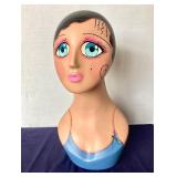 Vintage Painted Millinery Shop Display Heads: Pair #2