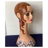 Vintage Painted Millinery Shop Display Heads: Pair #1