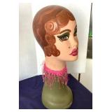 Vintage Painted Millinery Shop Display Heads: Pair #1