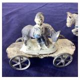 Antique Tin "Man on Sled" and Vintage C.I. Ice Wagon