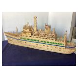 Vintage Hand Crafted Wooden Cruise Ship Model