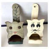 4 Vintage Wooden Wall Mounted Match Boxes: Lot #1