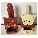 4 Vintage Wooden Wall Mounted Match Boxes: Lot #2