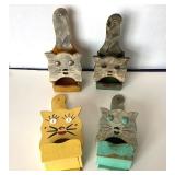 4 Vintage Wooden Wall Mounted Match Boxes: Lot #5