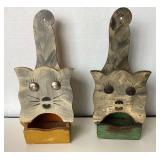 4 Vintage Wooden Wall Mounted Match Boxes: Lot #5