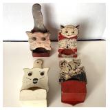 4 Vintage Wooden Wall Mounted Match Boxes: Lot #6