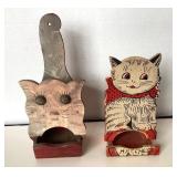 4 Vintage Wooden Wall Mounted Match Boxes: Lot #6