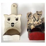 4 Vintage Wooden Wall Mounted Match Boxes: Lot #6