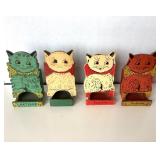 4 Vintage Wooden Wall Mounted Match Boxes: Lot #7