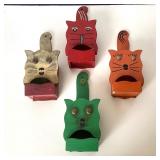 4 Vintage Wooden Wall Mounted Match Boxes : Lot #8