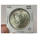 1922 Peace Silver Dollar