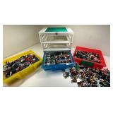 Assorted LEGO Bricks, Minifigures, and Organizer Set