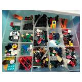 Assorted LEGO Bricks, Minifigures, and Organizer Set