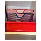 Set of 8 Red and Blue Chalkboard Storage Bins