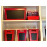 Set of 8 Red and Blue Chalkboard Storage Bins