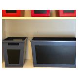 Set of 8 Red and Blue Chalkboard Storage Bins