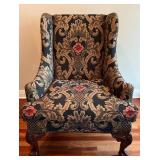 Ralph Lauren Wingback Armchair with Floral Upholstery and Ornate Legs