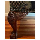 Ralph Lauren Wingback Armchair with Floral Upholstery and Ornate Legs