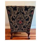 Ralph Lauren Wingback Armchair with Floral Upholstery and Ornate Legs