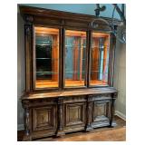 Henredon Lighted China Cabinet with Intricate Carvings