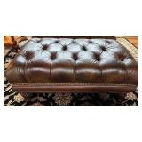Hancock & Moore Brown Leather Ottoman with Tufted Design