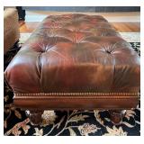 Hancock & Moore Brown Leather Ottoman with Tufted Design
