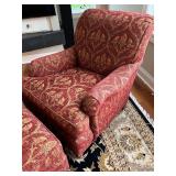Stickley Upholstered Armchair and Ottoman Set with Floral Pattern