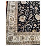 Large Floral Patterned Area Rug with Black Background