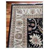 Large Floral Patterned Area Rug with Black Background